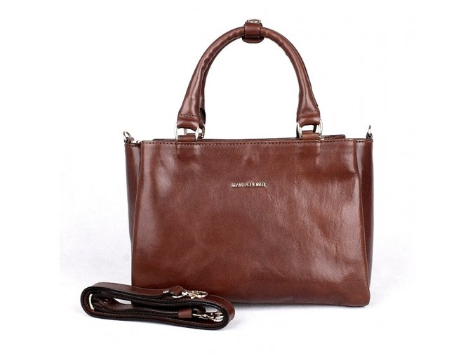 Luxusní tříoddílová dámská kabelka do ruky Marta Ponti no. 6204 hnědá