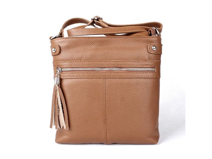 Malá hnědá kožená crossbody kabelka Vera Pelle no. 60