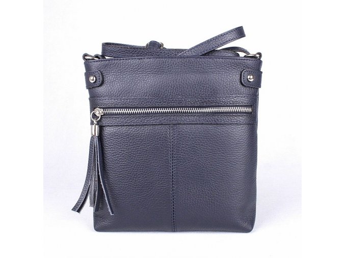 Malá tmavěmodrá kožená crossbody kabelka Vera Pelle no. 60