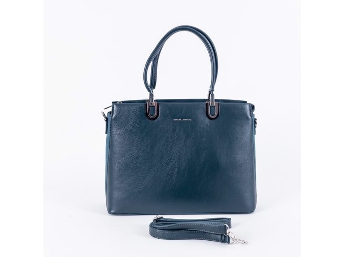 Tříoddílová elegantní kabelka do ruky David Jones CM6563 paví modro-zelená