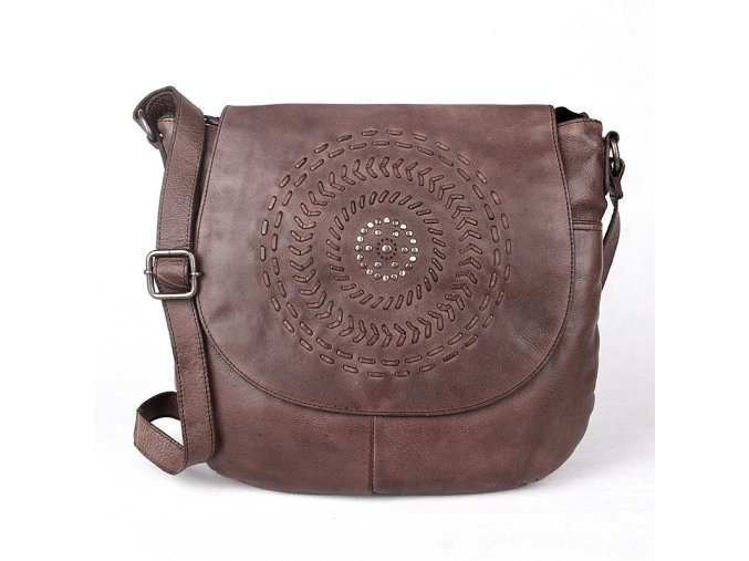 Luxusní  kožená crossbody kabelka/na rameno podél těla Gianni Conti 232 tmavěhnědá