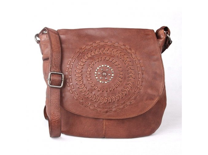 Luxusní  kožená crossbody kabelka/na rameno podél těla Gianni Conti 232 hnědá