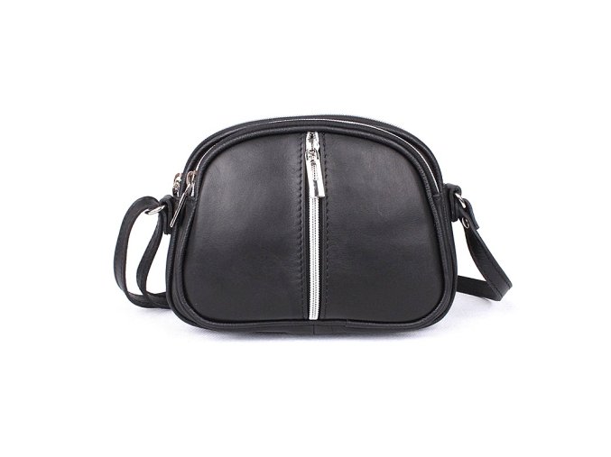 Malá kožená tříoddílová crossbody kabelka Vera Pelle no. 351 černá