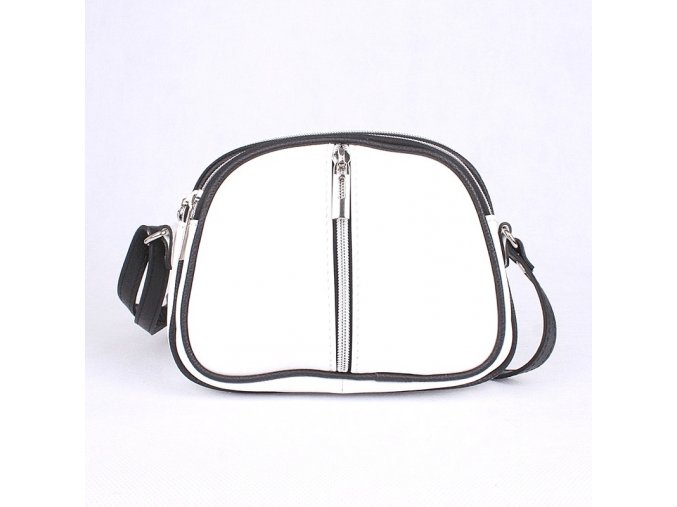 Malá kožená tříoddílová crossbody kabelka Vera Pelle no. 351 bílá