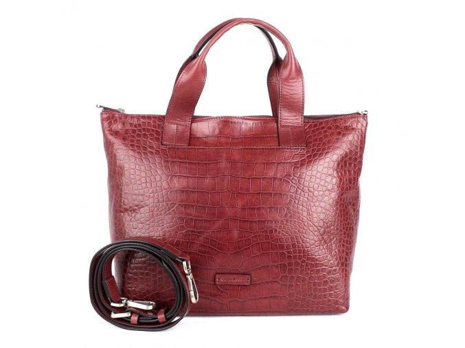 Luxusní velká kožená shopperbag kabelka do ruky Gianni Conti 14 tmavěčervená