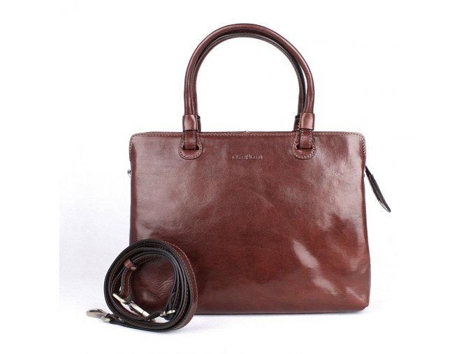 Elegantní luxusní kožená kabelka do ruky Gianni Conti 661 hnědá