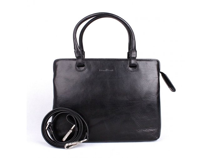 Elegantní luxusní kožená kabelka do ruky Gianni Conti 661 černá