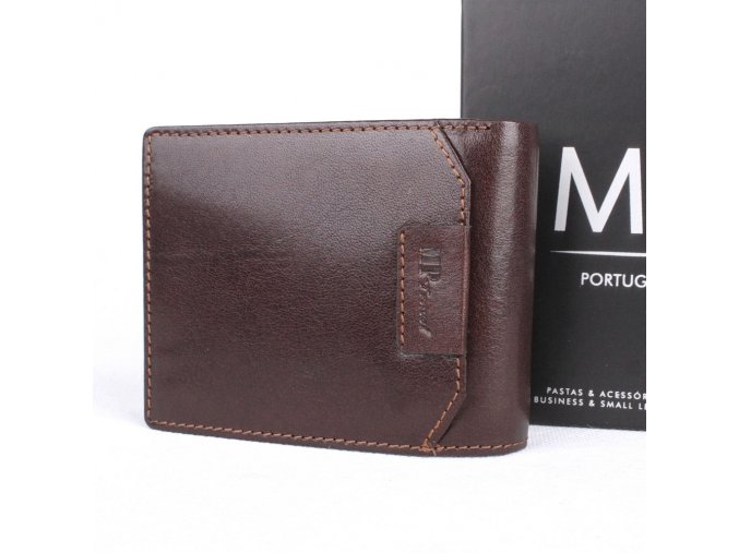 Menší luxusní hladká kožená peněženka Marta Ponti no. B636R + RFID tmavěhnědá