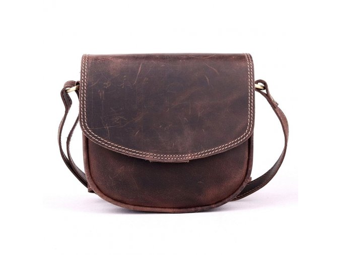 Pevná kožená crossbody kabelka HGL no. 962 hnědá