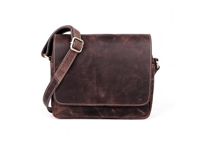 Pevná kožená crossbody kabelka HGL no. 963 hnědá