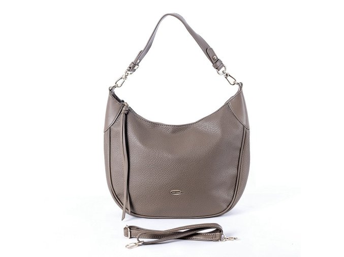 Středně velká moderní kabelka na rameno i crossbody David Jones CM6743 hnědo-šedá