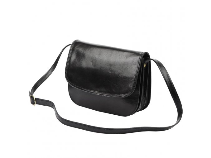 Lovecká středně velká kožená crossbody kabelka Florence no. 13 černá