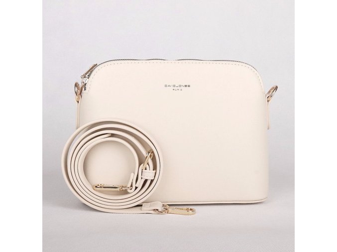 Malá pevná tříoddílová crossbody kabelka David Jones CM6938 krémově bílá