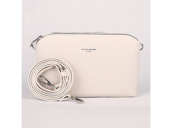 Malá tříoddílová crossbody kabelka David Jones CM6905 krémově bílá