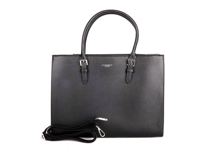 Velká elegantní pevná kabelka do ruky FLORA&CO F3677 černá na formát A4