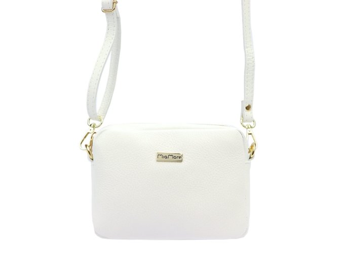 Malá kožená crossbody kabelka MiaMore no. 59 bílá