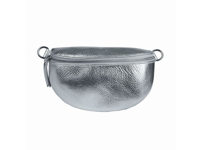 Střední/velká dámská kožená ledvinka Borse in Pelle no. 156 kovová