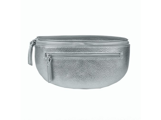 Střední/velká dámská kožená ledvinka Borse in Pelle no. 562 kovová