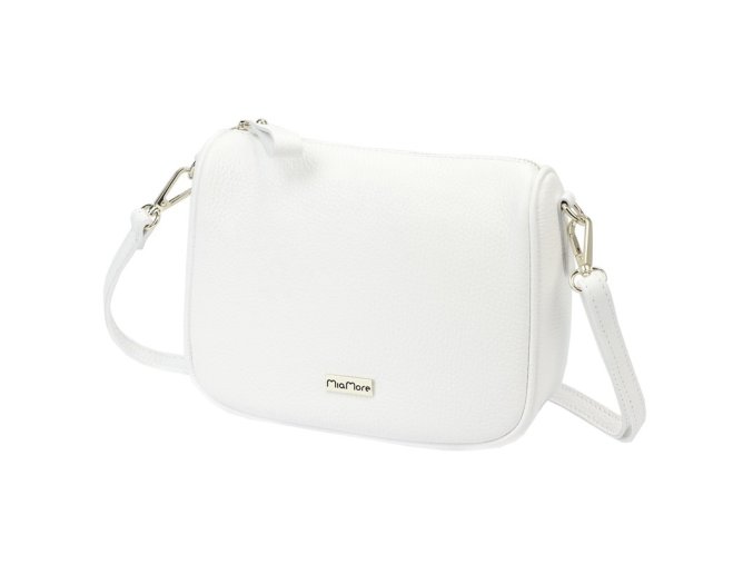 Malá kožená crossbody kabelka MiaMore no. 003 bílá