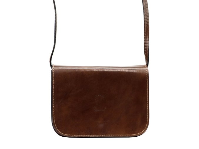 Pevná malá kožená crossbody kabelka Florence 43 tmavěhnědá