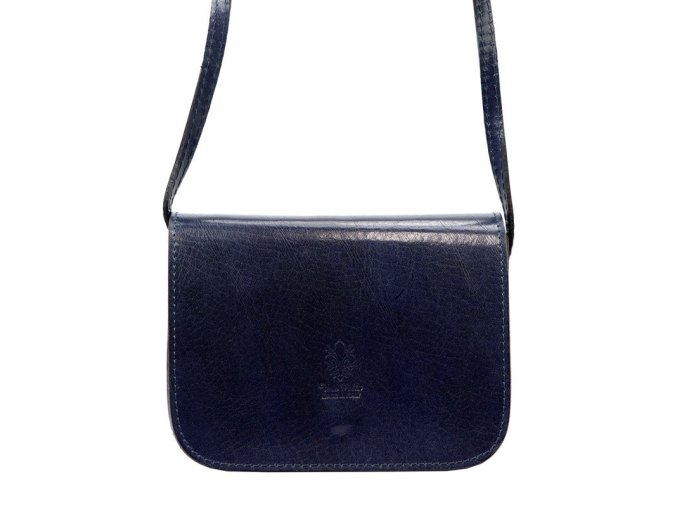Pevná malá kožená crossbody kabelka Florence 43 tmavěmodrá