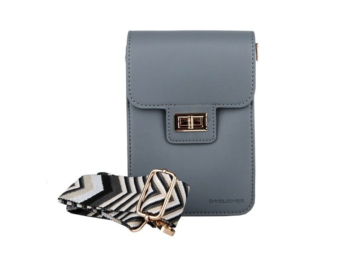 Malá crossbody kabelka (taštička) na mobil David Jones CM7294 šedo-modrá