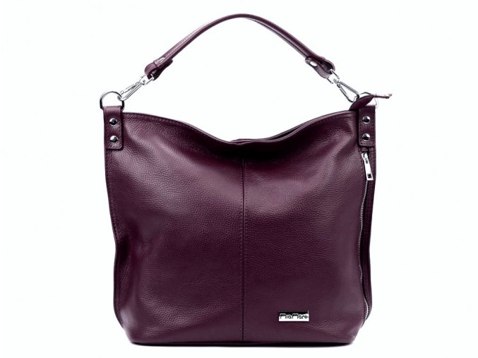 Velká kožená kabelka na rameno i crossbody MiaMore no. 053 tmavá bordó