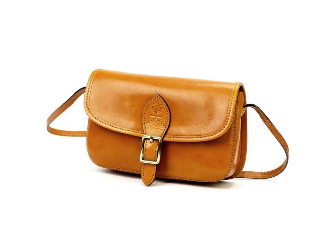 Pevná malá kožená crossbody kabelka Florence 05 hořčicová