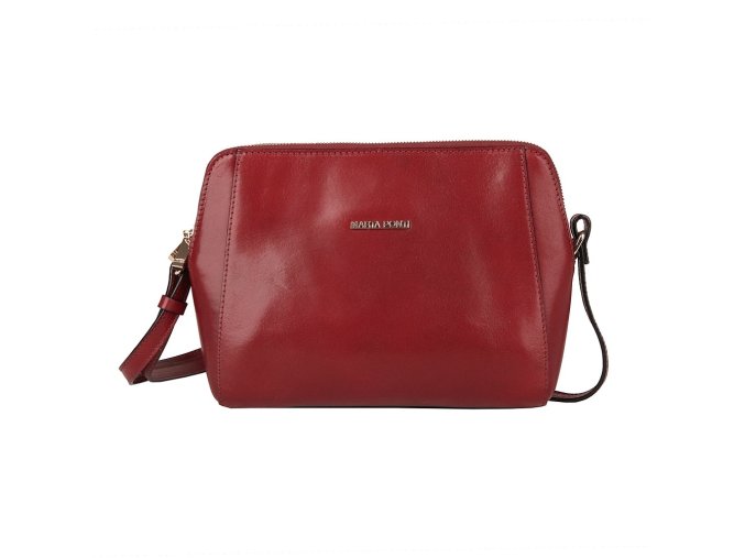 Dvouoddílová luxusní dámská kožená crossbody kabelka Marta Ponti A19 tmavěčervená