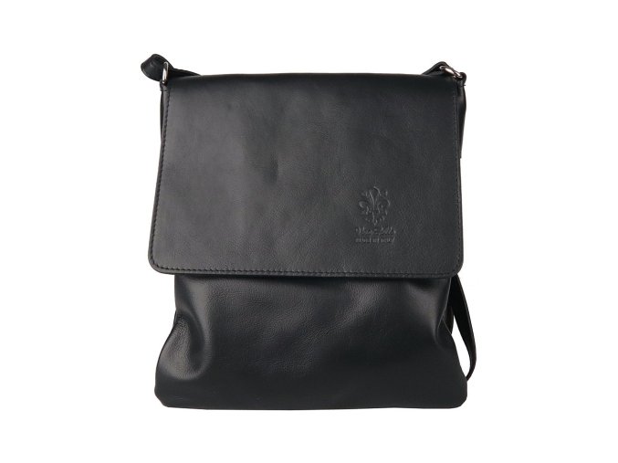Kožená středně velká crossbody kabelka no. 47 černá