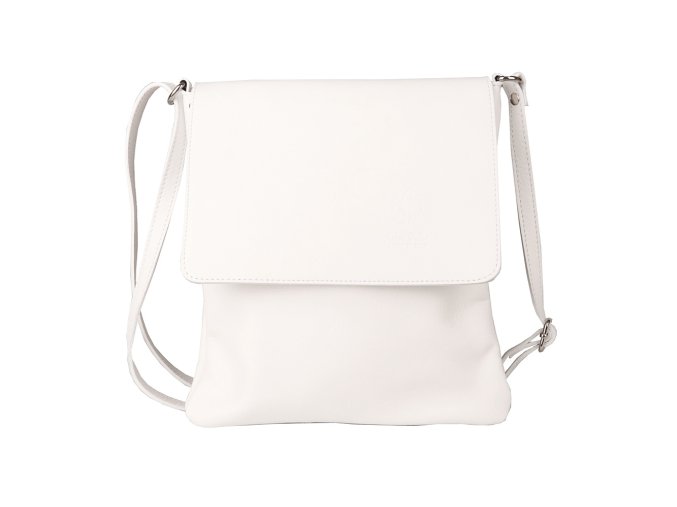 Kožená středně velká crossbody kabelka no. 47 bílá
