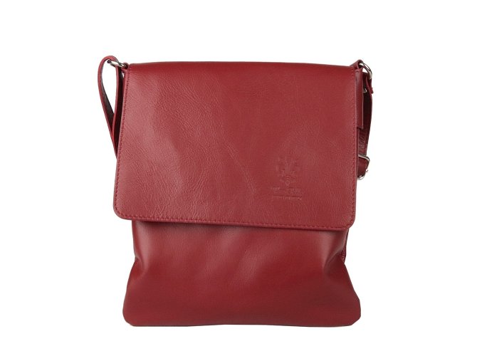 Kožená středně velká crossbody kabelka no. 47 tmavěčervená