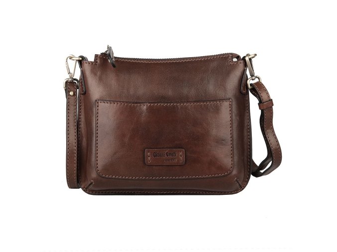 Malá luxusní  kožená crossbody kabelka Gianni Conti no. 554 tmavěhnědá