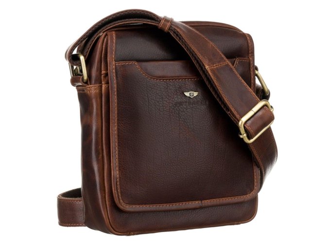 Pánská kožená crossbody taška Peterson TB-117-WAX tmavěhnědá