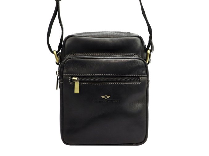 Dvouoddílová středně velká pánská kožená crossbody taška Peterson TB11 černá