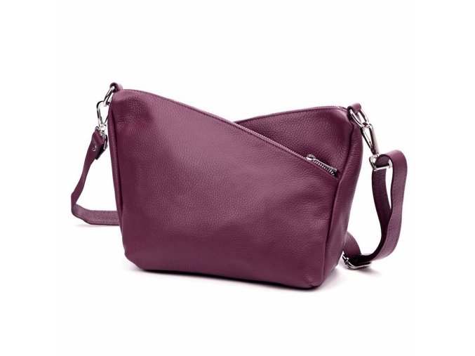 Tříoddílová střední vínová kožená crossbody kabelka Luka no. 51