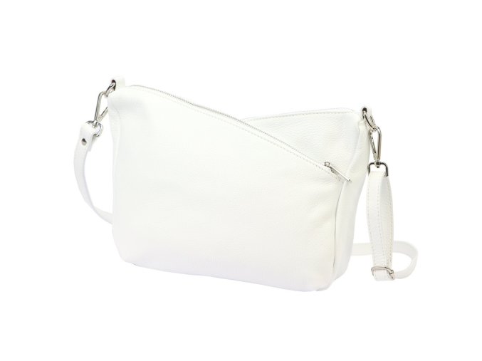 Tříoddílová střední bílá kožená crossbody kabelka Luka no. 51