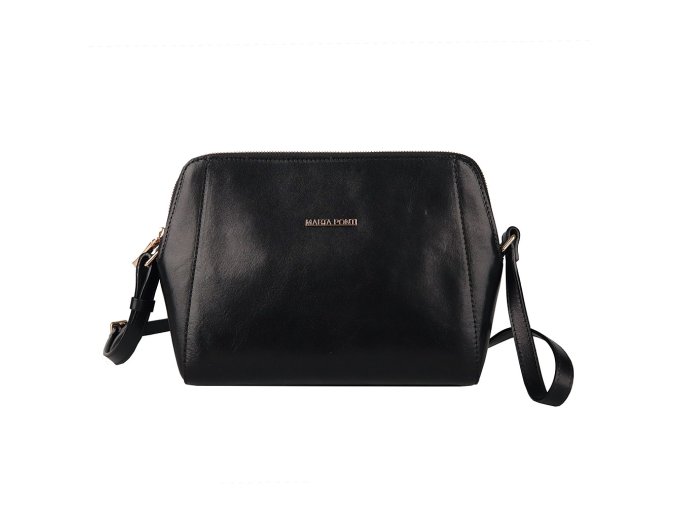 Dvouoddílová luxusní dámská kožená crossbody kabelka Marta Ponti A19 černá