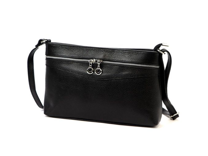 Středně velká černá kožená crossbody kabelka Luka no. 65