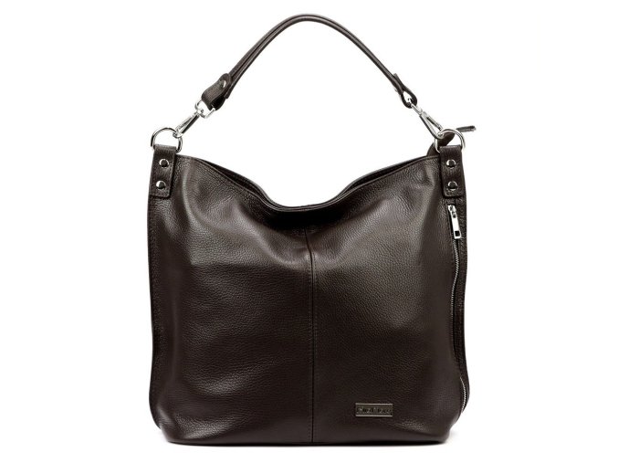 Velká kožená kabelka na rameno i crossbody MiaMore no. 053 tmavěhnědá