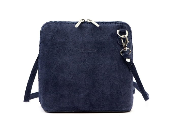 Malá kožená semišová crossbody kabelka no. 03 tmavěmodrá