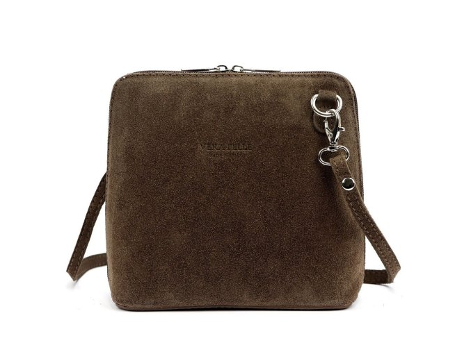 Malá kožená semišová crossbody kabelka no. 03 hnědá