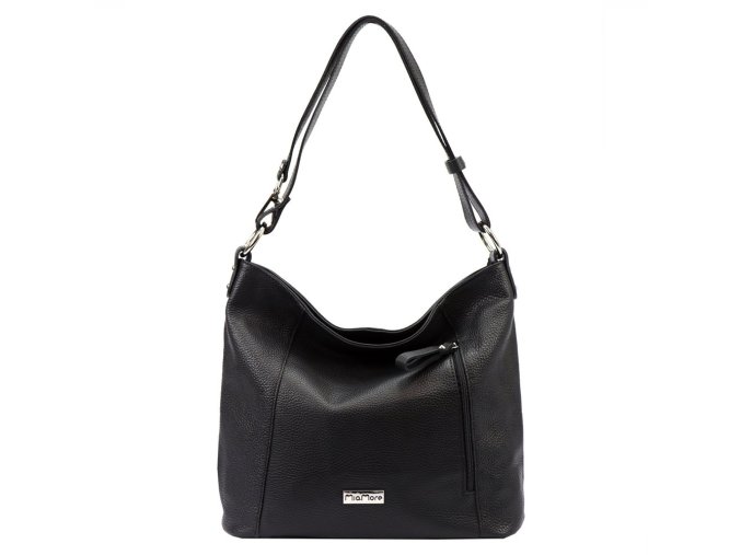Středně velká kožená kabelka na rameno i crossbody MiaMore no. 145 černá