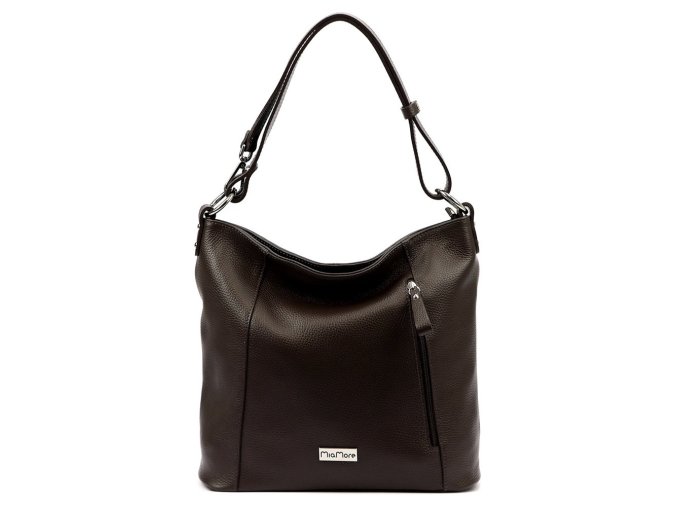 Středně velká kožená kabelka na rameno i crossbody MiaMore no. 145 tmavěhnědá