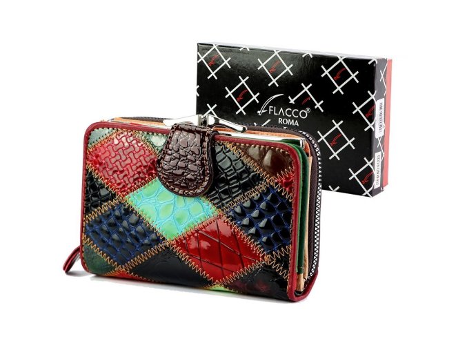 Tříoddílová kožená peněženka FLACCO no. 220 vícebarevná