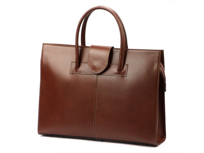 Kožená dámská business taška do ruky Camilla no. 778 hnědá na formát A4