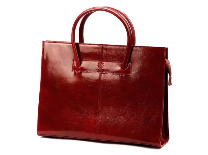 Kožená dámská business taška do ruky Florence no. 1028 tmavěčervená na formát A4
