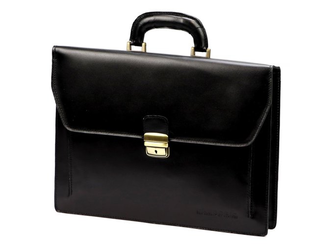 Hladká kožená aktovka Gregorio no. 819-1 černá