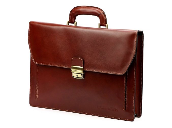 Hladká kožená aktovka Gregorio no. 819-1 hnědá