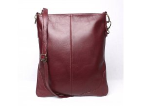 Velká kožená crossbody kabelka Vera Pelle no. 5509 vínová